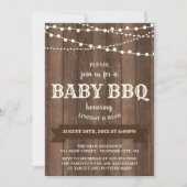 Invitation de Baby shower BBQ de charme rustique (Devant)