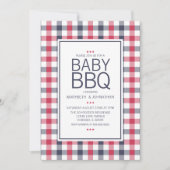 Invitation de Baby shower BBQ Preppy Rouge, Blanc (Devant)