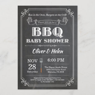 Invitation de Baby Shower BBQ Tableau Noir