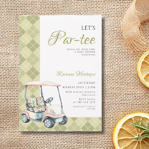 Invitation de Baby Shower Bébé au Golf Carton Vert