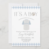 Invitation de baby shower Bébé bleu baseball Oh, g (Devant)