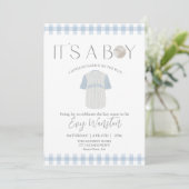 Invitation de baby shower Bébé bleu baseball Oh, g (Debout devant)