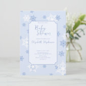 Invitation de Baby Shower Bébé Fille Flocon de Nei (Debout devant)