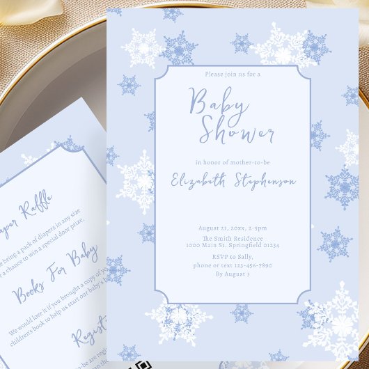 Invitation de Baby Shower Bébé Fille Flocon de Nei