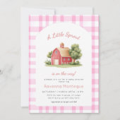 Invitation de Baby Shower Bébé Poussin Rose à Carr (Devant)