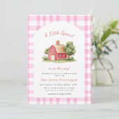 Invitation de Baby Shower Bébé Poussin Rose à Carr (Debout devant)