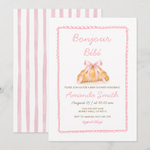 Invitation de Baby Shower Bébé Rose et Croissant F