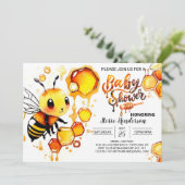 Invitation de Baby shower Bee My Guest (Debout devant)