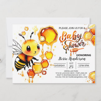 Invitation de Baby shower Bee My Guest