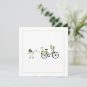 Invitation de baby shower - bicyclette et voiture (Debout devant)