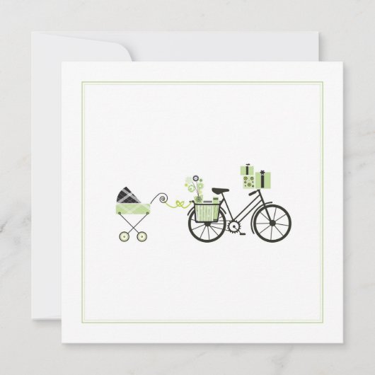 Invitation de baby shower - bicyclette et voiture (Devant)