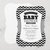 Invitation de Baby shower Black Grey Chevron (Devant / Derrière)
