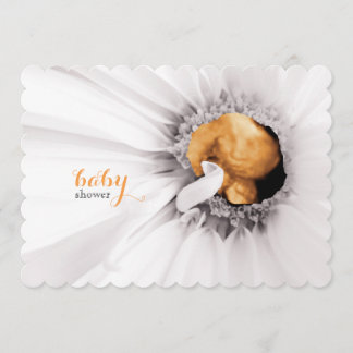 Invitation de Baby shower blanc Daisy Ultrasound