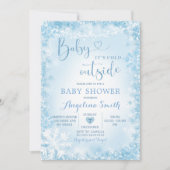 Invitation de Baby shower blanc d'hiver bleu doux1 (Devant)
