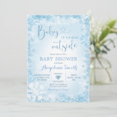 Invitation de Baby shower blanc d'hiver bleu doux1 (Debout devant)