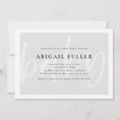 Invitation de Baby shower blanc et gris brossé (Devant)