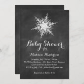 Invitation de Baby shower blanc Snowflake sur Chal (Devant / Derrière)