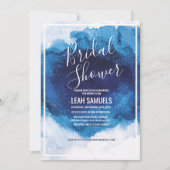 Invitation de Baby Shower Bleu Aquarelle (Devant)
