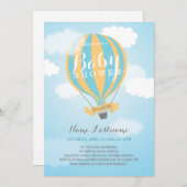 Invitation de Baby shower bleu bleu bleu jaune à a (Devant / Derrière)