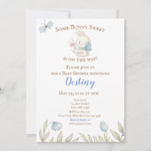 Invitation De Baby shower Bleu Bunny (Devant)