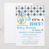 Invitation de Baby shower - Bleu de pinceau et Jac (Devant / Derrière)