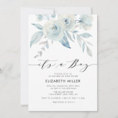 invitation de baby shower bleu foncé boho (Devant)