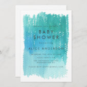 Invitation de Baby shower bleu lavement couleur aq (Devant / Derrière)