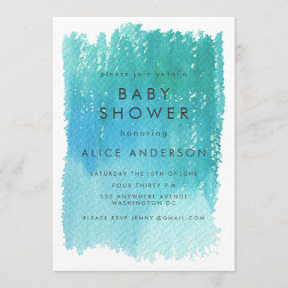 Invitation de Baby shower bleu lavement couleur aq