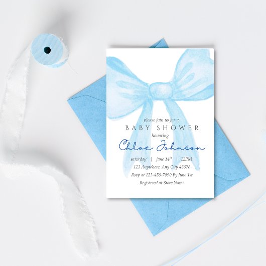Invitation de Baby Shower Bleu – Modèle Éditable