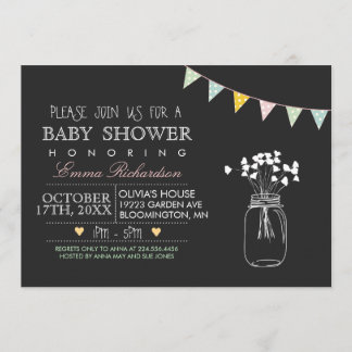 Invitation de baby shower bleu moderne tableau noi
