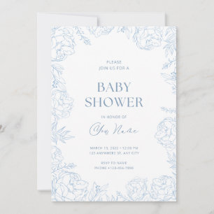 Invitation de Baby shower bleu mou