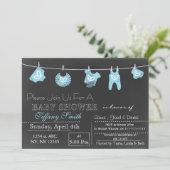 Invitation de Baby shower bleu tableau de bord (Debout devant)