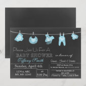 Invitation de Baby shower bleu tableau de bord (Devant / Derrière)