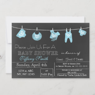 Invitation de Baby shower bleu tableau de bord