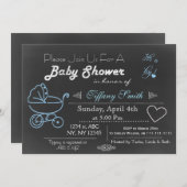 Invitation de Baby shower bleu tableau de bord (Devant / Derrière)