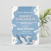 Invitation de Baby Shower Bleue pour Garçons (Debout devant)