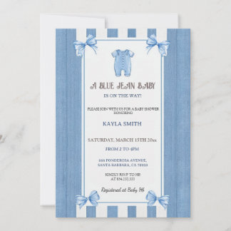 Invitation de Baby Shower Blue Jean | Bébé garçon