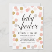 Invitation de Baby shower Blush & Gold Pois (Devant)
