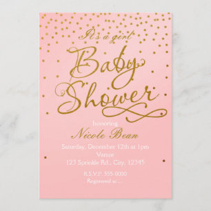 Invitation de BABY SHOWER Blush Rose et Or Confett