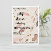 Invitation de Baby Shower Bohème (Debout devant)