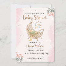 Invitation de baby shower bohème à l'aquarelle sou