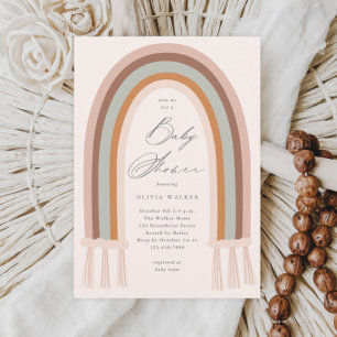 Invitation de baby shower bohème arc-en-ciel tons 