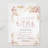 Invitation de Baby Shower Bohème Fille avec Herbe (Devant)