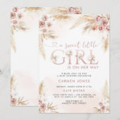 Invitation de Baby Shower Bohème Fille avec Herbe (Devant / Derrière)