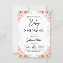 Invitation de Baby Shower Bohème Fleur Sauvage