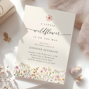 Invitation de Baby Shower Bohème Fleur Sauvage