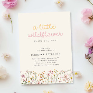 Invitation de Baby Shower Bohème Fleur Sauvage Béb