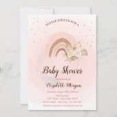 Invitation de baby shower Bohème Fleurs Arc-en-cie (Devant)