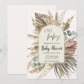 Invitation de Baby Shower Bohème Herbe de Pampa | (Devant / Derrière)