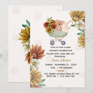 Invitation de Baby Shower Bohème Modifiable |